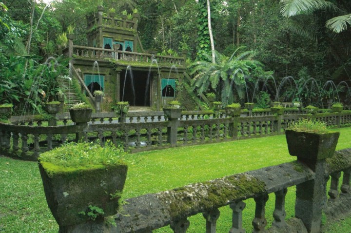 Waterfall lookout at Paronella Park, Queensland, Australia. 