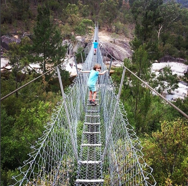 Bowtells Swing Bridge, Coxs River, Blue Mountains, Australia. Photo: Murray Takle